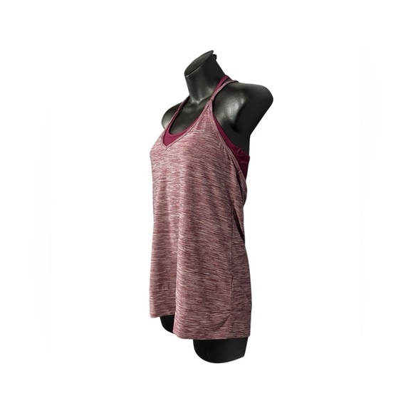 HYBA, Tank Top With Built-in Bra, Small, Burgundy, White 🏃‍♀️‍➡️ - Picture 4 of 10